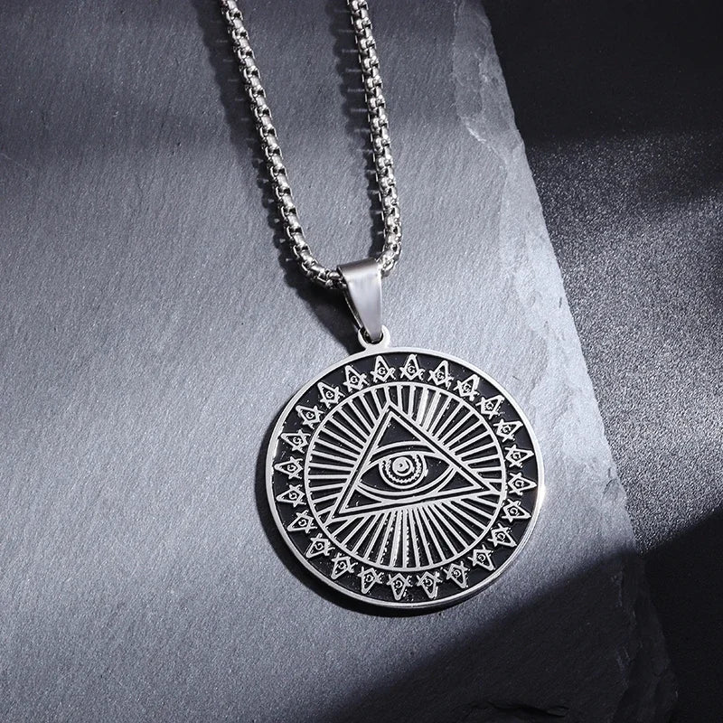 Classic Eye of Horus Pendant Stainless Steel Eye of God Necklace