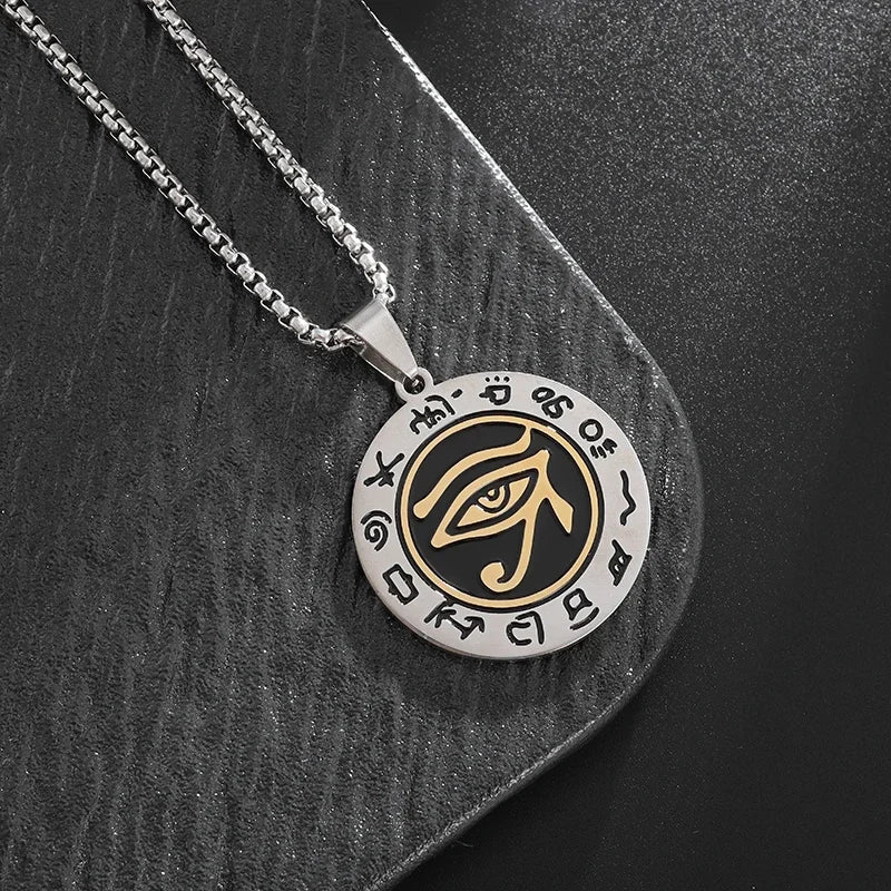 Classic Eye of Horus Pendant Stainless Steel Eye of God Necklace