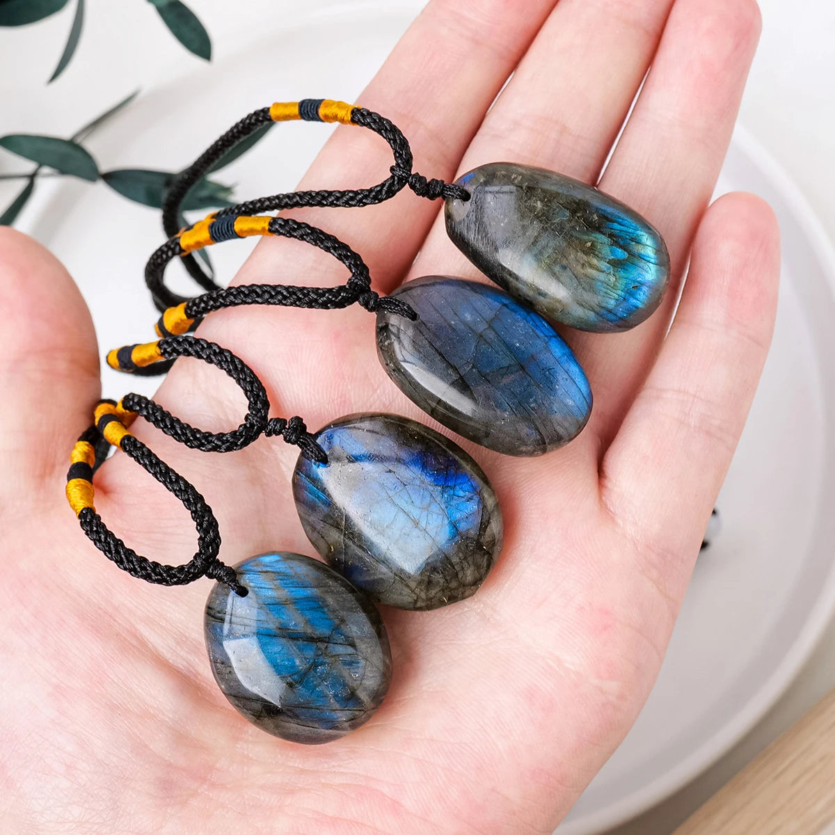 1PC Natural Blue Labradorite Moonstone Healing Gemstone Crystal Pendant Jewelry Necklace