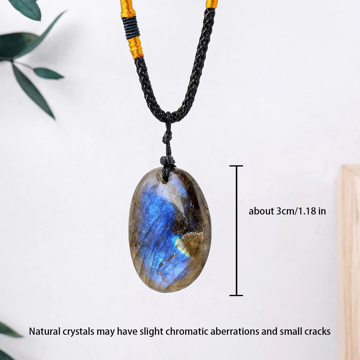1PC Natural Blue Labradorite Moonstone Healing Gemstone Crystal Pendant Jewelry Necklace