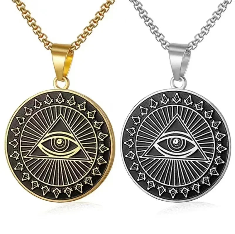 Classic Eye of Horus Pendant Stainless Steel Eye of God Necklace