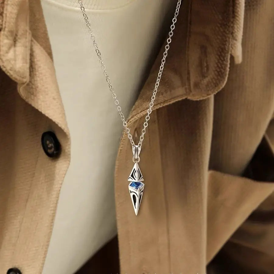 Man New 925 Sterling Silver Necklace Pendant Beautiful Zircon