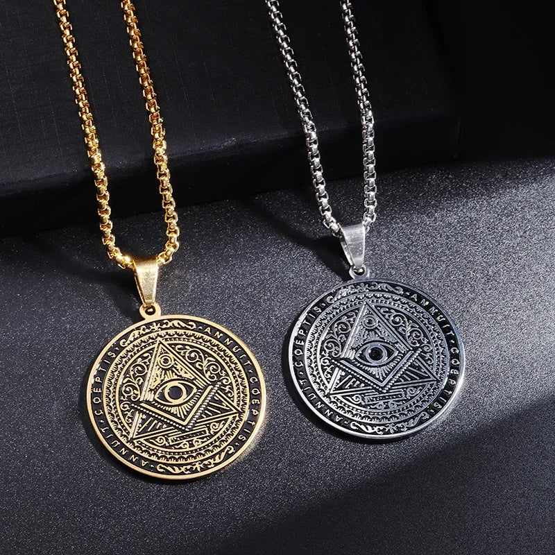 Classic Eye of Horus Pendant Stainless Steel Eye of God Necklace