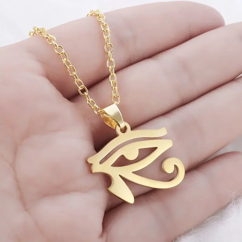 Classic Eye of Horus Pendant Stainless Steel Eye of God Necklace