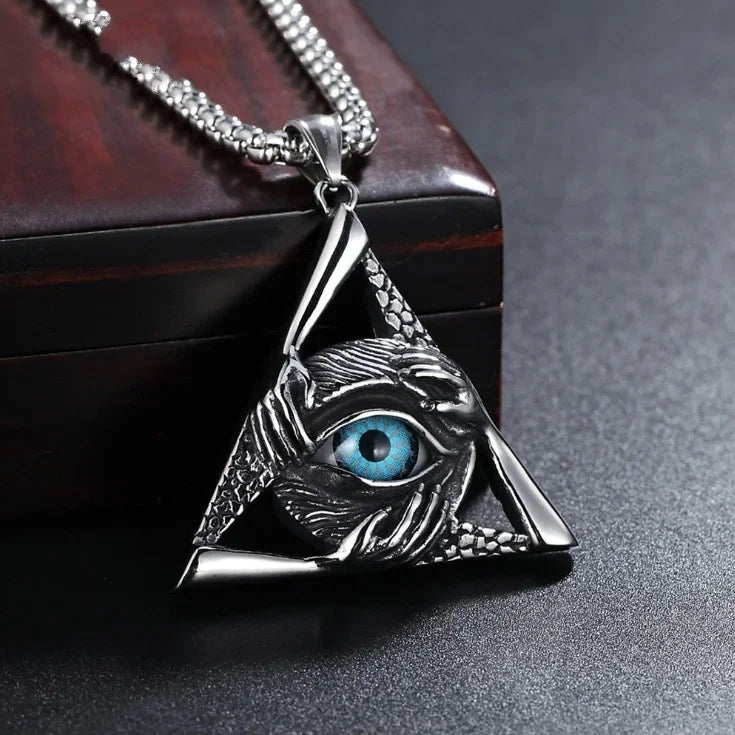 Retro Gothic Blue Evil Eye Protection Pendant Necklace