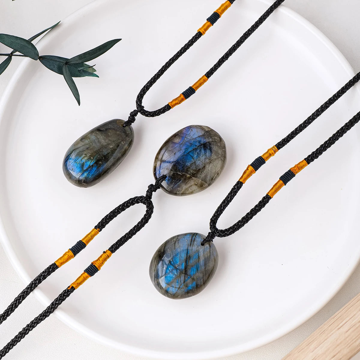 1PC Natural Blue Labradorite Moonstone Healing Gemstone Crystal Pendant Jewelry Necklace