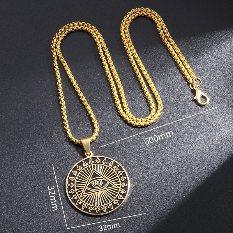 Classic Eye of Horus Pendant Stainless Steel Eye of God Necklace