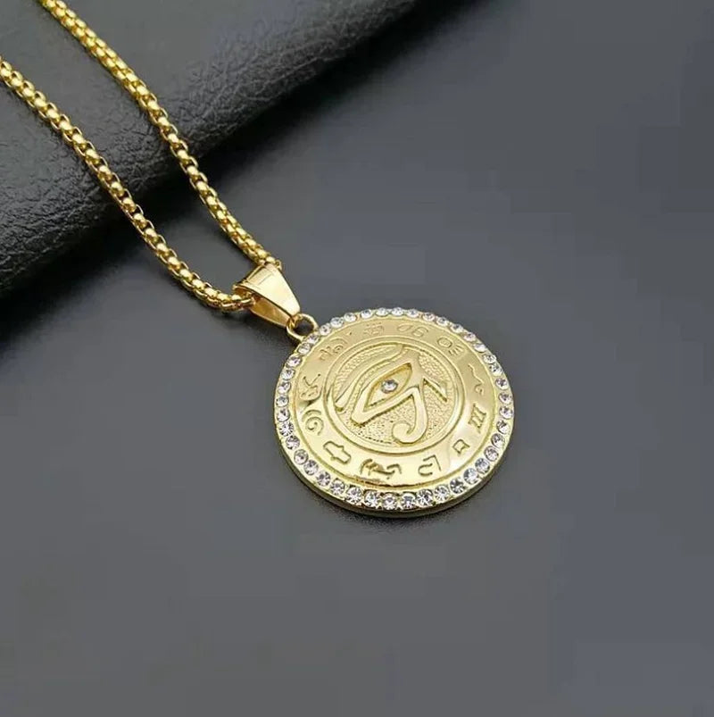 Classic Eye of Horus Pendant Stainless Steel Eye of God Necklace