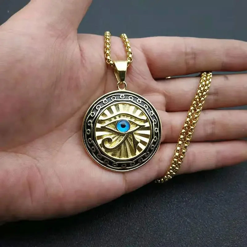 Classic Eye of Horus Pendant Stainless Steel Eye of God Necklace