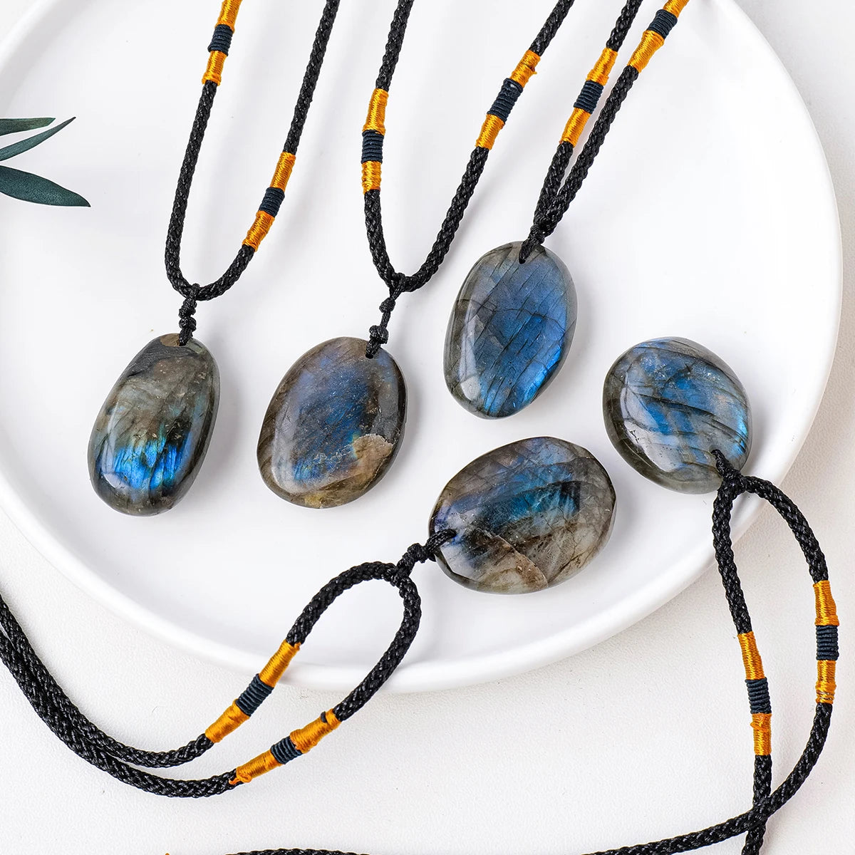 1PC Natural Blue Labradorite Moonstone Healing Gemstone Crystal Pendant Jewelry Necklace