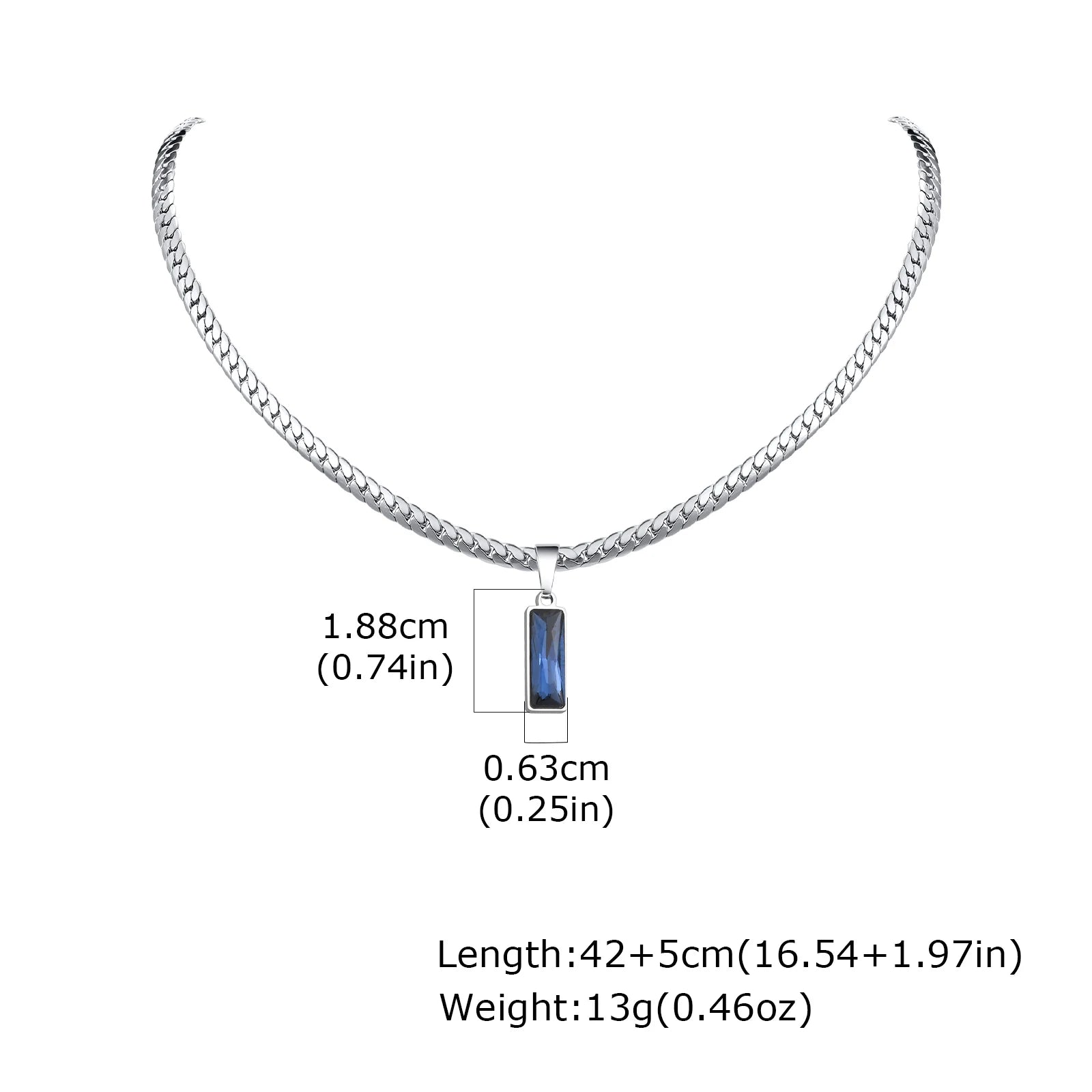 Stylish Mens Geometric Stone Pendent Necklaces,Stainless Steel Flat Cuban Chain Collars,Hip Hop Jewelry