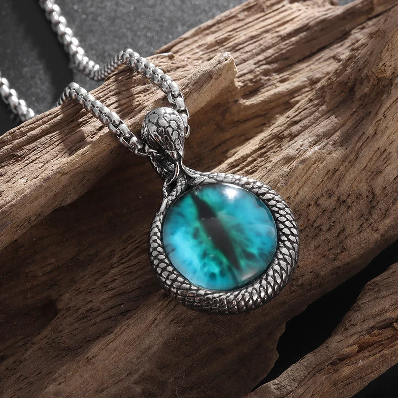 Retro Gothic Blue Evil Eye Protection Pendant Necklace