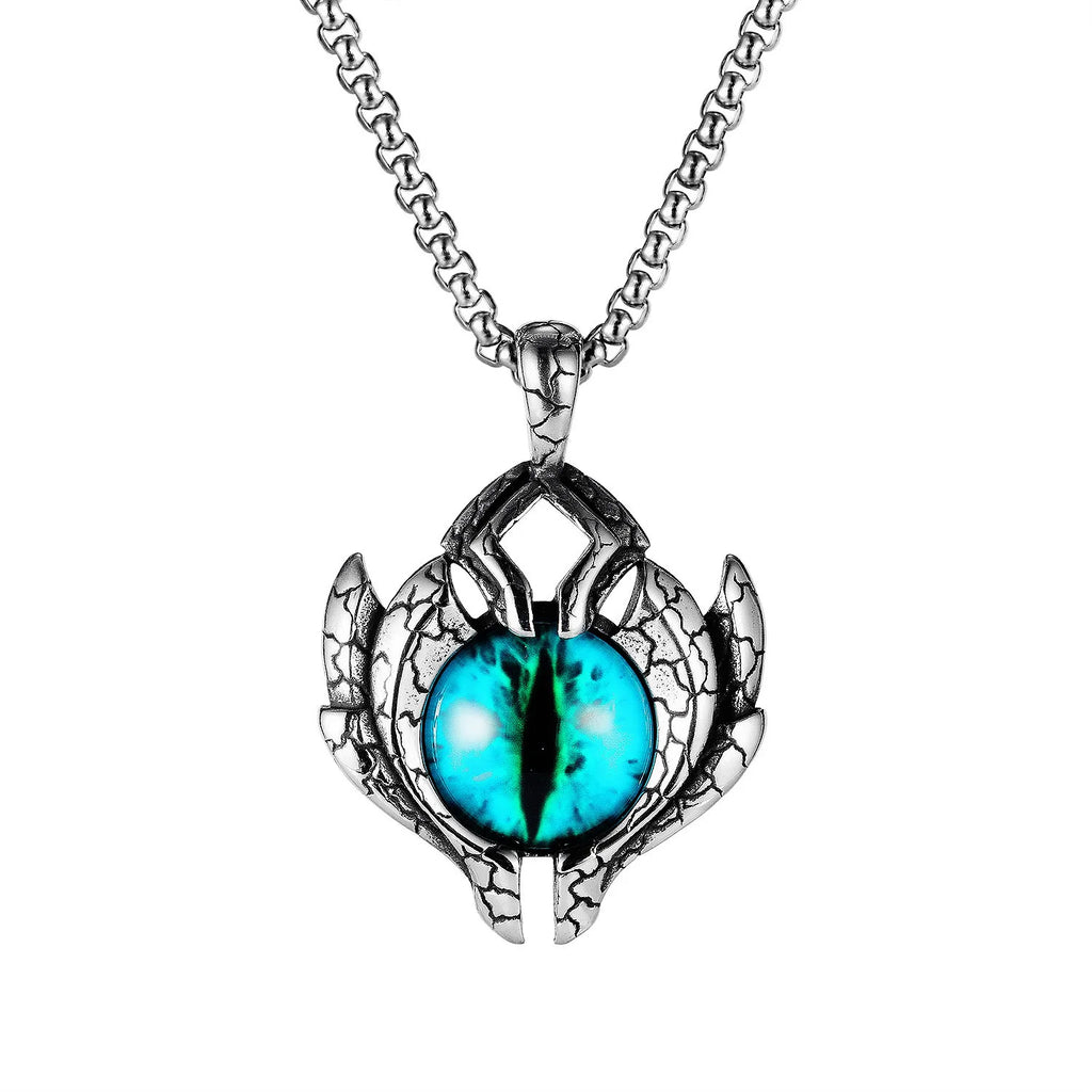 Hip Hop Rock Evil Eye Pendant Necklace For Men Stainless Steel Chain Skull Jewelry