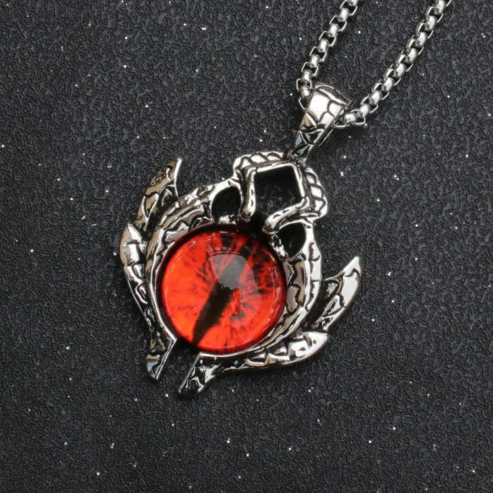 Hip Hop Rock Evil Eye Pendant Necklace For Men Stainless Steel Chain Skull Jewelry