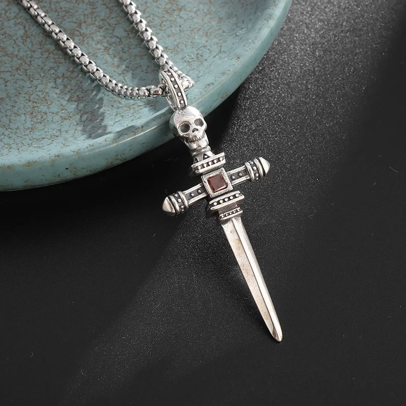 Retro Gothic Blue Evil Eye Protection Pendant Necklace