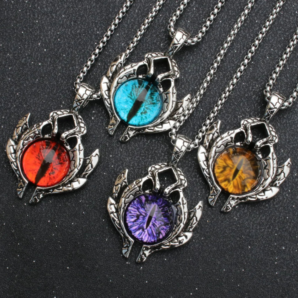 Hip Hop Rock Evil Eye Pendant Necklace For Men Stainless Steel Chain Skull Jewelry