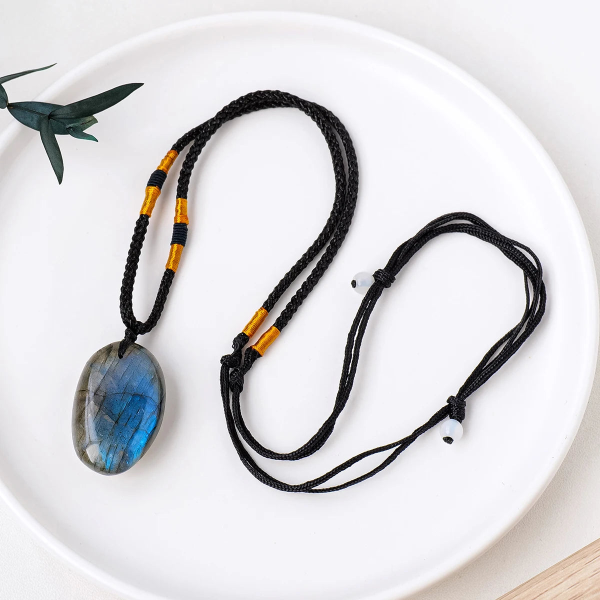 1PC Natural Blue Labradorite Moonstone Healing Gemstone Crystal Pendant Jewelry Necklace