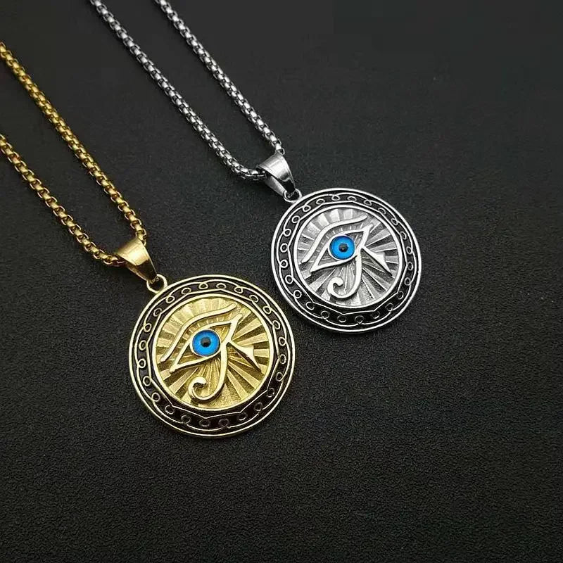 Classic Eye of Horus Pendant Stainless Steel Eye of God Necklace