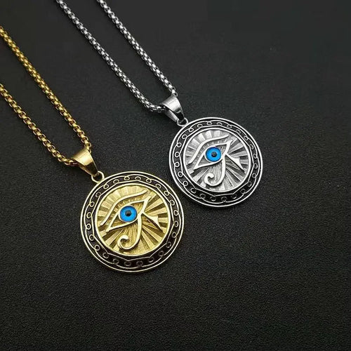 Classic Eye of Horus Pendant Stainless Steel Eye of God Necklace