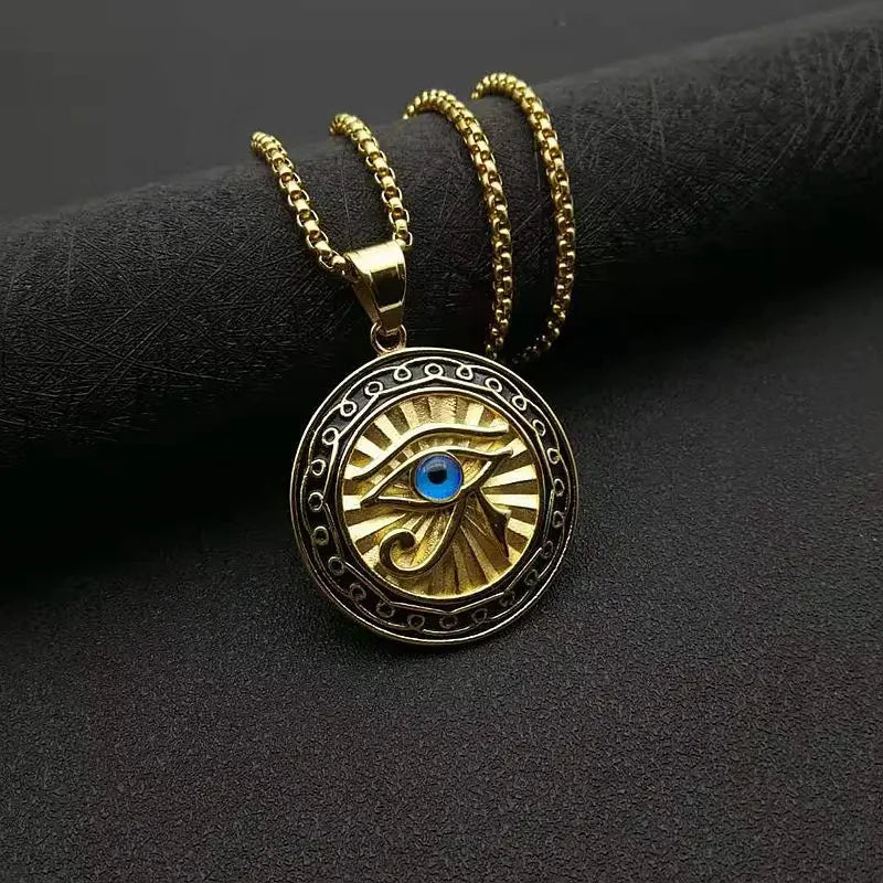 Classic Eye of Horus Pendant Stainless Steel Eye of God Necklace