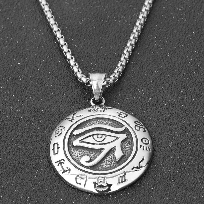 Classic Eye of Horus Pendant Stainless Steel Eye of God Necklace