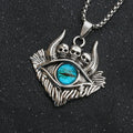 Hip Hop Rock Evil Eye Pendant Necklace For Men Stainless Steel Chain Skull Jewelry